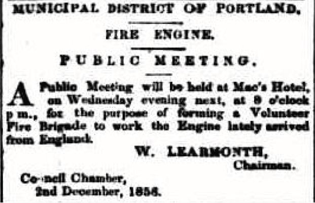 Public meeting notice in the Portland Guardian newspaper - 1856